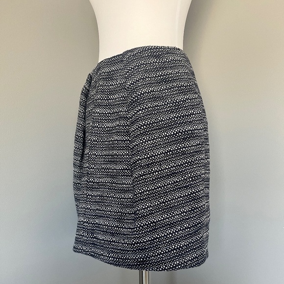Carven A-line Pleated Tweed Career Casual Blue Cotton Linen Blend Skirt Small - Picture 2 of 10
